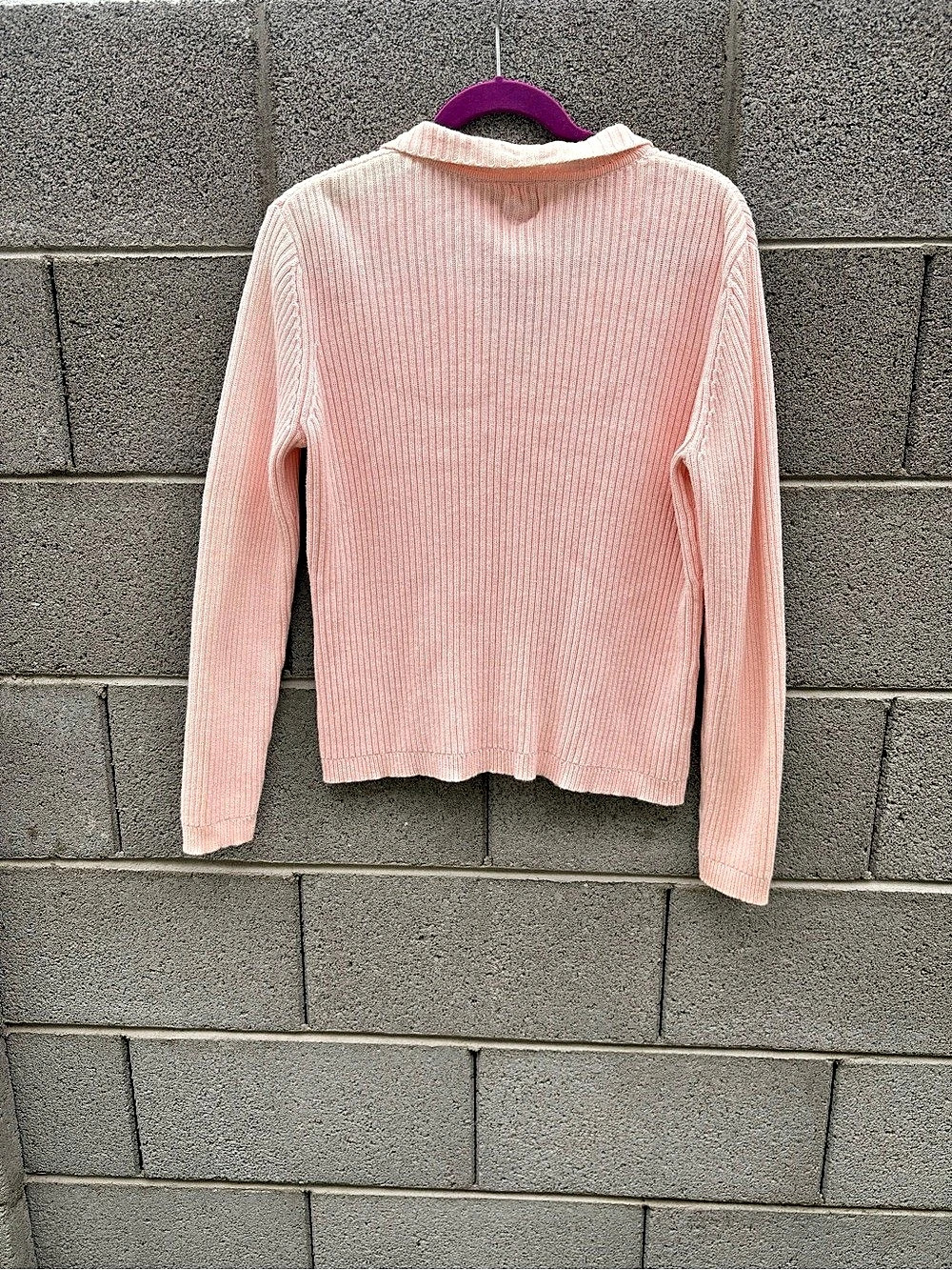 Cherokee Pink Ribbed Zip Sweater Size Large - Picture 2 of 4